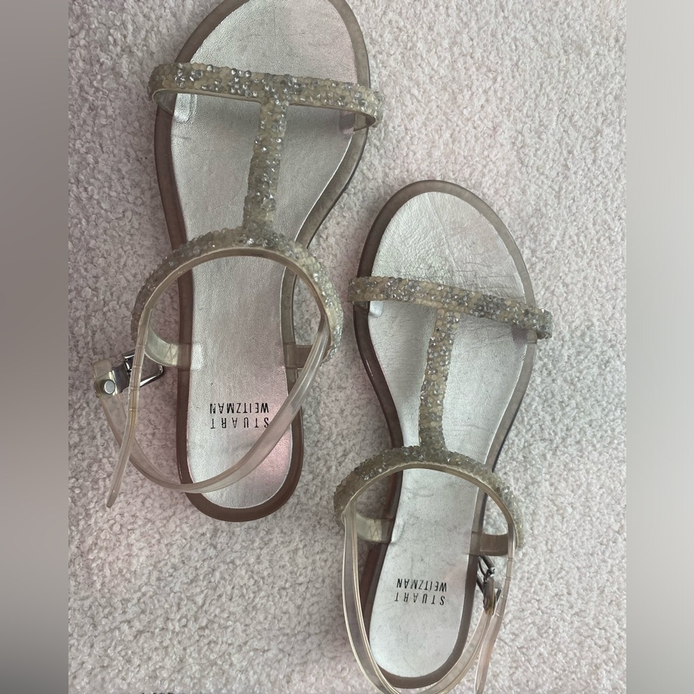 Stuart Weitzman new wo tags clear rubber embellished sandals.